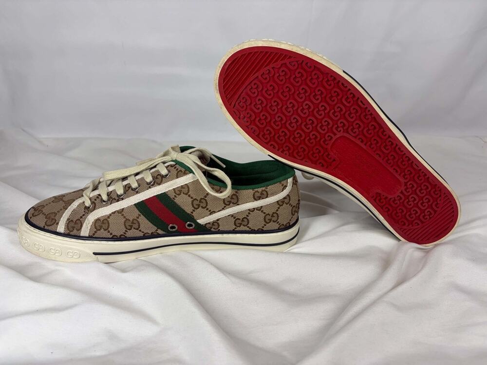 Gucci Tennis 1977 GG Canvas Sneakers Beige/Ebony Men's 9 SPB JA-367944